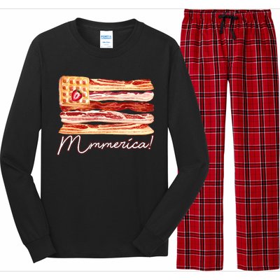 Mmmerica Bacon Waffle Merica Flag Long Sleeve Pajama Set