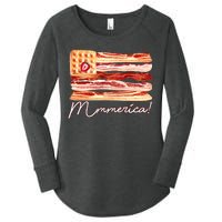 Mmmerica Bacon Waffle Merica Flag Women's Perfect Tri Tunic Long Sleeve Shirt