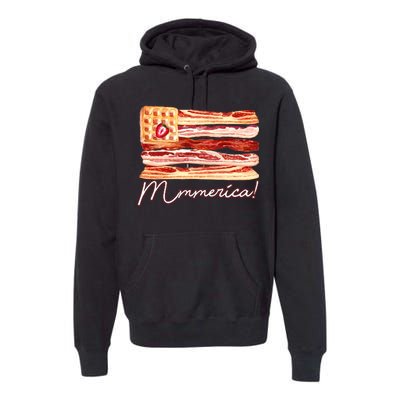 Mmmerica Bacon Waffle Merica Flag Premium Hoodie