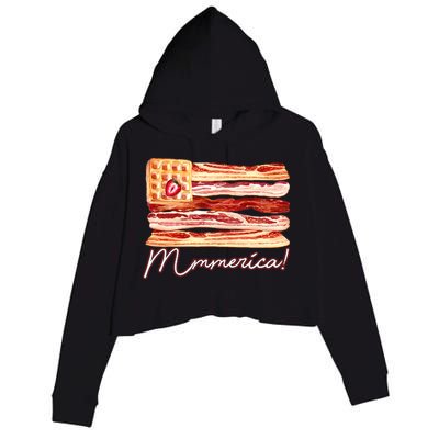 Mmmerica Bacon Waffle Merica Flag Crop Fleece Hoodie