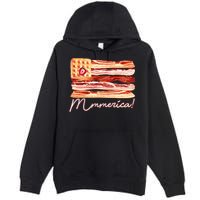 Mmmerica Bacon Waffle Merica Flag Premium Pullover Hoodie