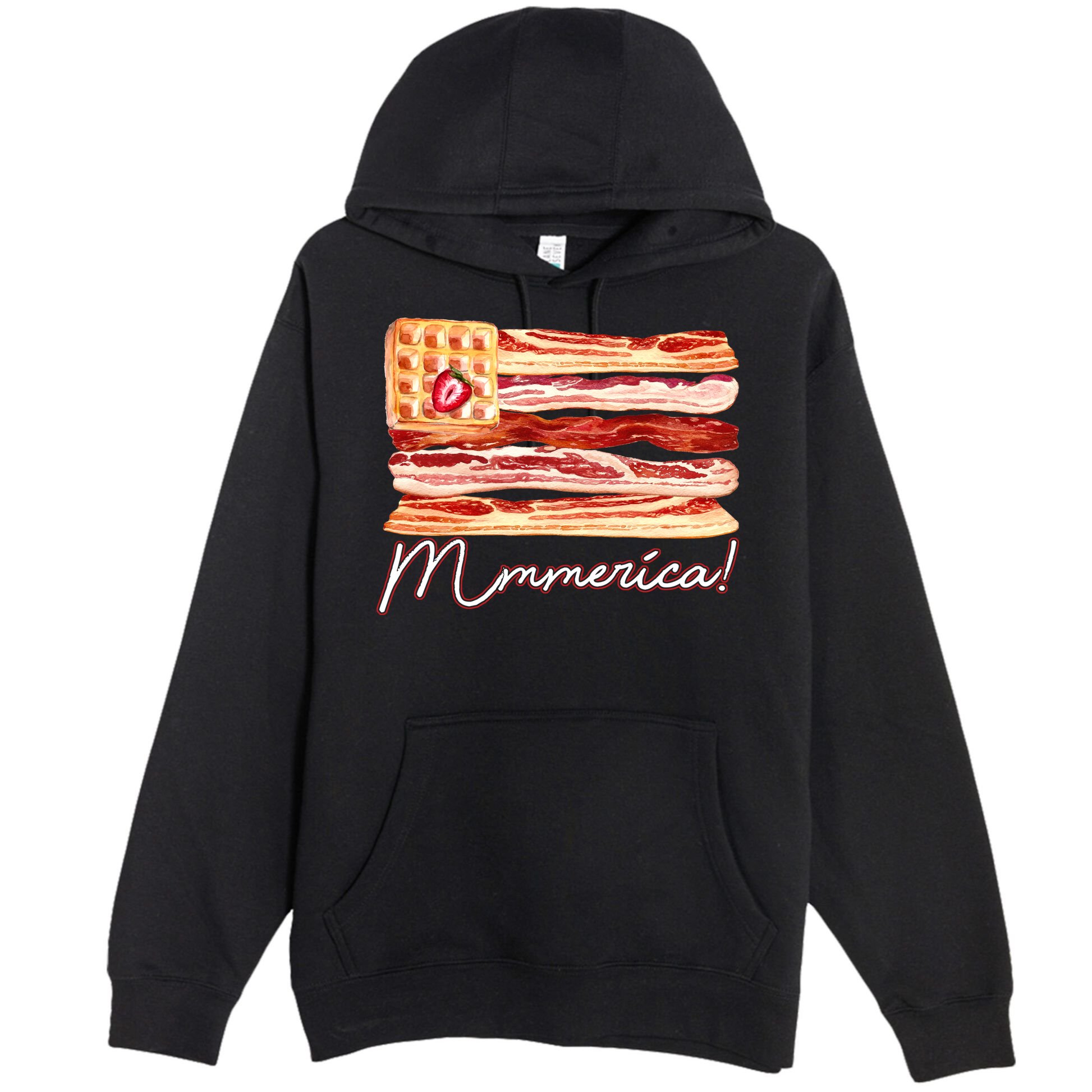 Mmmerica Bacon Waffle Merica Flag Premium Pullover Hoodie