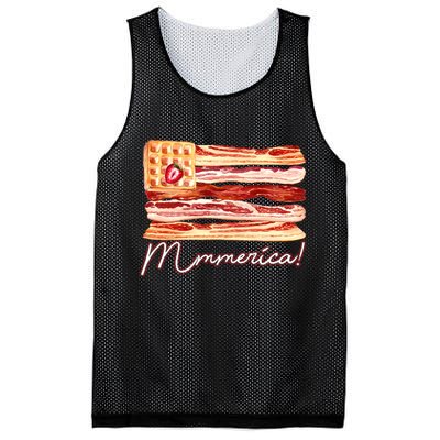 Mmmerica Bacon Waffle Merica Flag Mesh Reversible Basketball Jersey Tank