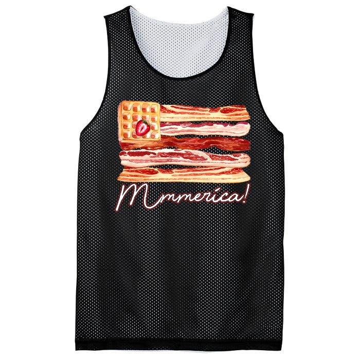 Mmmerica Bacon Waffle Merica Flag Mesh Reversible Basketball Jersey Tank