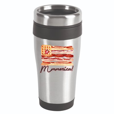 Mmmerica Bacon Waffle Merica Flag 16oz Travel Tumbler