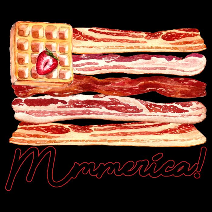 Mmmerica Bacon Waffle Merica Flag 16oz Travel Tumbler