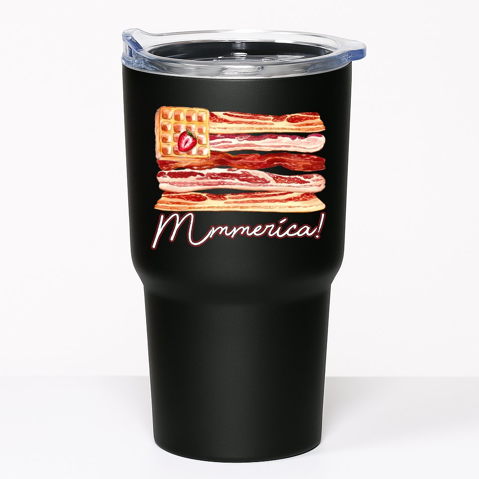 Mmmerica Bacon Waffle Merica Flag Tumbler