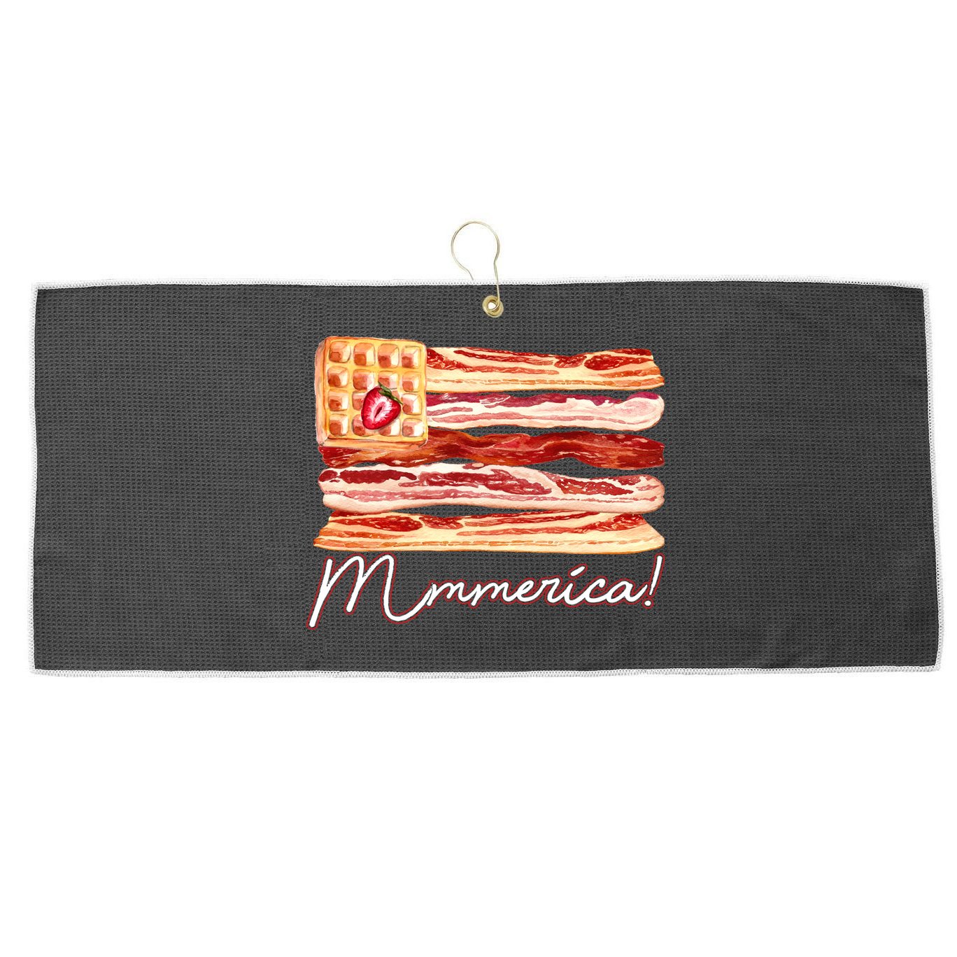 Mmmerica Bacon Waffle Merica Flag Large Microfiber Waffle Golf Towel