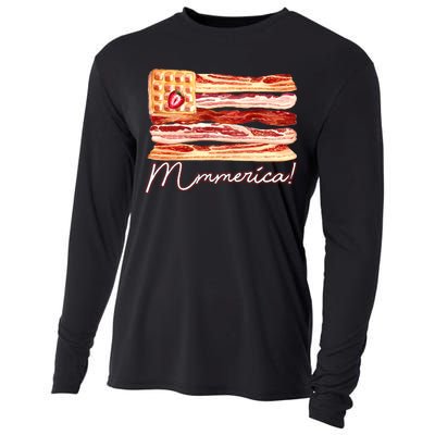 Mmmerica Bacon Waffle Merica Flag Cooling Performance Long Sleeve Crew