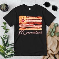 Mmmerica Bacon Waffle Merica Flag Premium T-Shirt