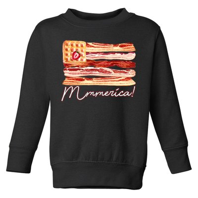 Mmmerica Bacon Waffle Merica Flag Toddler Sweatshirt