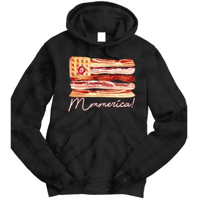 Mmmerica Bacon Waffle Merica Flag Tie Dye Hoodie