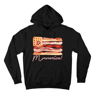 Mmmerica Bacon Waffle Merica Flag Tall Hoodie