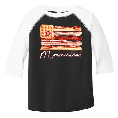 Mmmerica Bacon Waffle Merica Flag Toddler Fine Jersey T-Shirt
