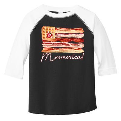 Mmmerica Bacon Waffle Merica Flag Toddler Fine Jersey T-Shirt