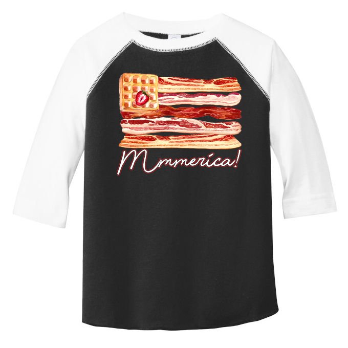 Mmmerica Bacon Waffle Merica Flag Toddler Fine Jersey T-Shirt
