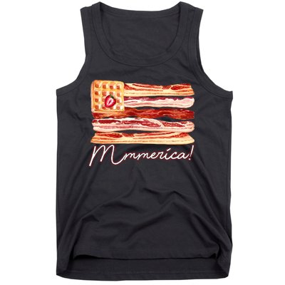 Mmmerica Bacon Waffle Merica Flag Tank Top