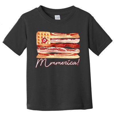 Mmmerica Bacon Waffle Merica Flag Toddler T-Shirt