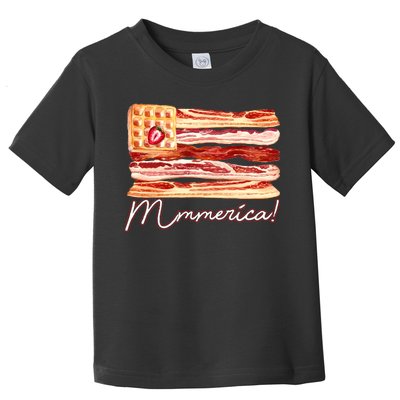 Mmmerica Bacon Waffle Merica Flag Toddler T-Shirt