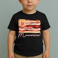 Mmmerica Bacon Waffle Merica Flag Toddler T-Shirt