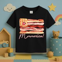Mmmerica Bacon Waffle Merica Flag Toddler T-Shirt