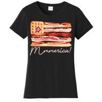 Mmmerica Bacon Waffle Merica Flag Women's T-Shirt