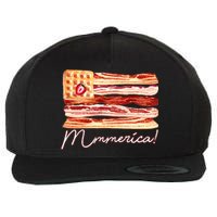 Mmmerica Bacon Waffle Merica Flag Wool Snapback Cap