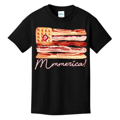 Mmmerica Bacon Waffle Merica Flag Kids T-Shirt