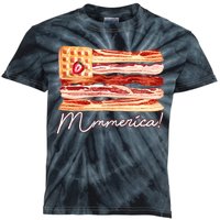 Mmmerica Bacon Waffle Merica Flag Kids Tie-Dye T-Shirt