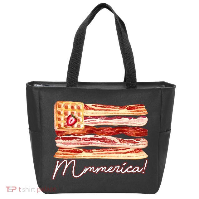 Mmmerica Bacon Waffle Merica Flag Zip Tote Bag