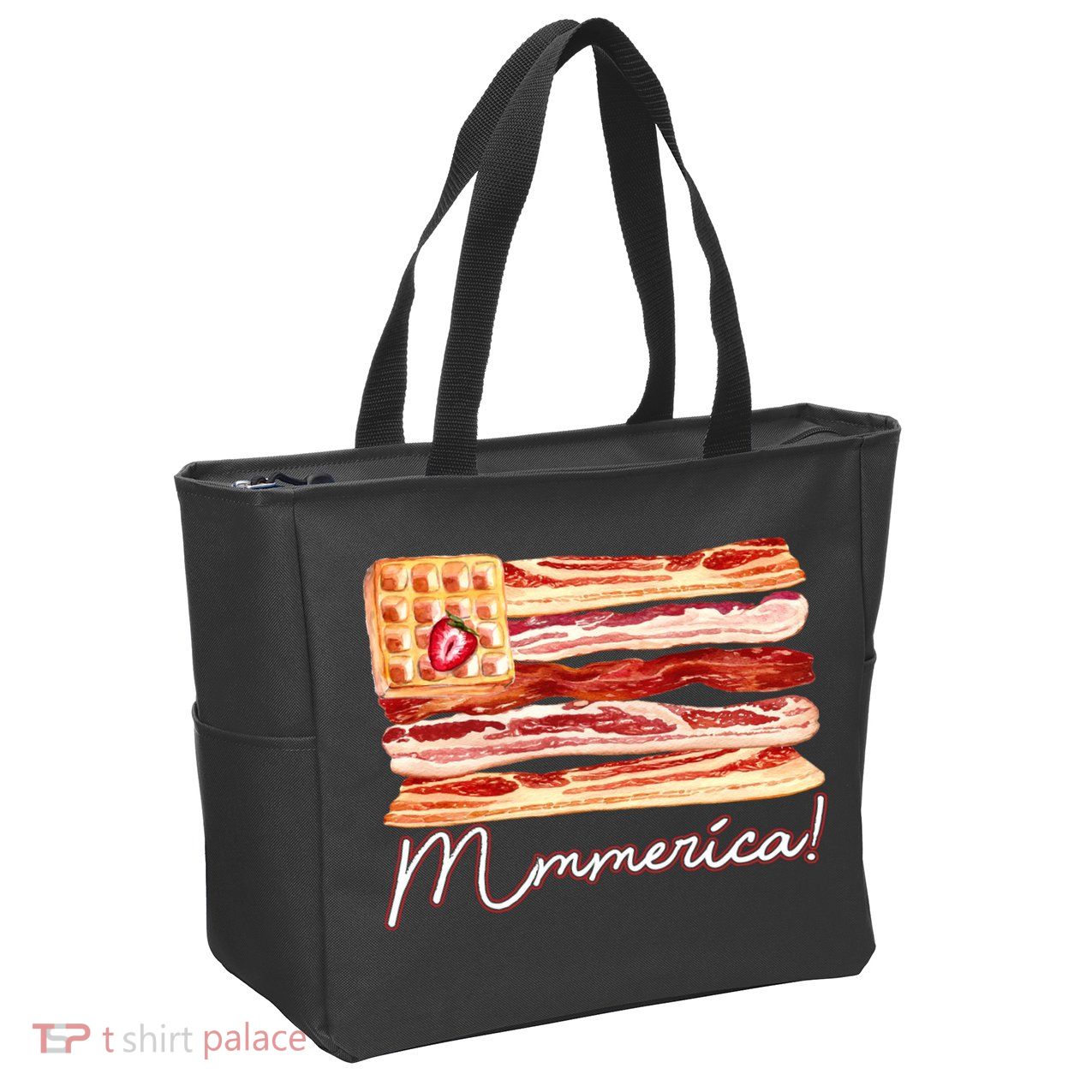 Mmmerica Bacon Waffle Merica Flag Zip Tote Bag