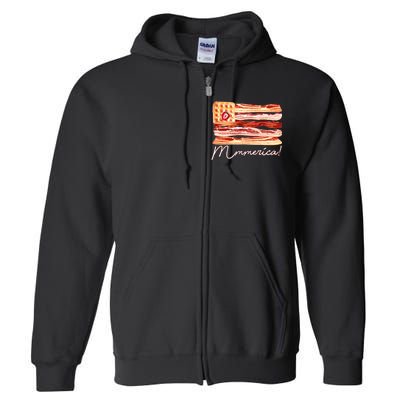 Mmmerica Bacon Waffle Merica Flag Full Zip Hoodie