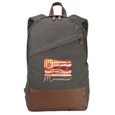 Mmmerica Bacon Waffle Merica Flag Cotton Canvas Backpack