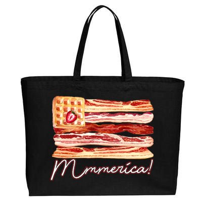 Mmmerica Bacon Waffle Merica Flag Cotton Canvas Jumbo Tote