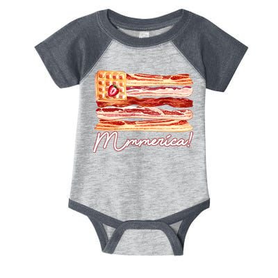 Mmmerica Bacon Waffle Merica Flag Infant Baby Jersey Bodysuit
