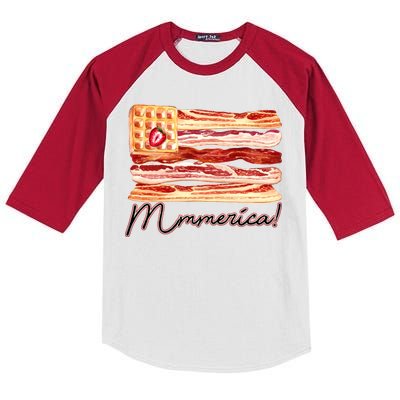 Mmmerica Bacon Waffle Merica Flag Kids Colorblock Raglan Jersey