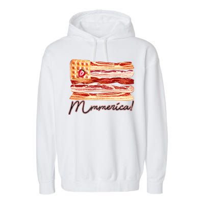 Mmmerica Bacon Waffle Merica Flag Garment-Dyed Fleece Hoodie