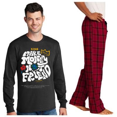 Make Money Not Friends Graffiti Hustle Entrepreneur Business Long Sleeve Pajama Set