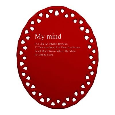 M.Y Mind [N.] Like An Internet Browser Quote Ceramic Oval Ornament