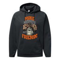 Make Money Not Friends Olive Army Solar Orange Color Match Performance Fleece Hoodie