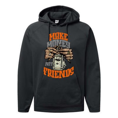 Make Money Not Friends Olive Army Solar Orange Color Match Performance Fleece Hoodie