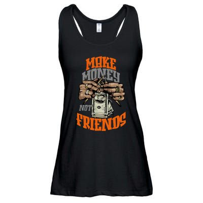 Make Money Not Friends Olive Army Solar Orange Color Match Ladies Essential Flowy Tank