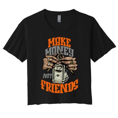 Make Money Not Friends Olive Army Solar Orange Color Match Women's Crop Top Tee