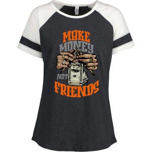 Make Money Not Friends Olive Army Enza Ladies Jersey Colorblock Tee