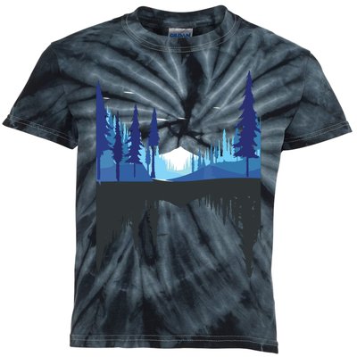 Moonlight Mountains Nature Trees Wildlife Forest Hiking Kids Tie-Dye T-Shirt