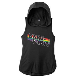 Mork & Mindy Nanu Rainbow Ladies PosiCharge Tri-Blend Wicking Draft Hoodie Tank