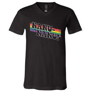 Mork & Mindy Nanu Rainbow V-Neck T-Shirt