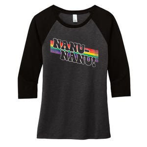 Mork & Mindy Nanu Rainbow Women's Tri-Blend 3/4-Sleeve Raglan Shirt