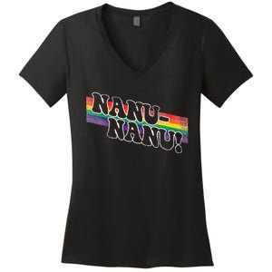 Mork & Mindy Nanu Rainbow Women's V-Neck T-Shirt