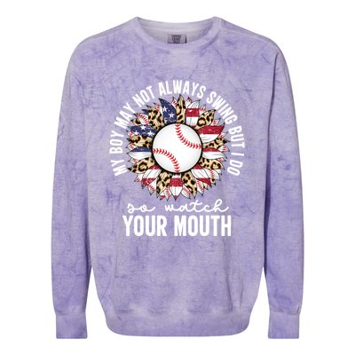 My May Not Always Swing But I Do So Watch Your Mouth Mom Great Gift Colorblast Crewneck Sweatshirt